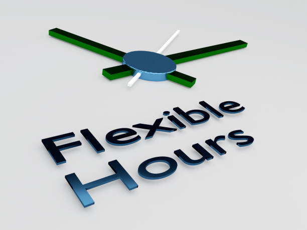 Clock graphic with the words “Flexible Hours” representing adaptable gym schedules.